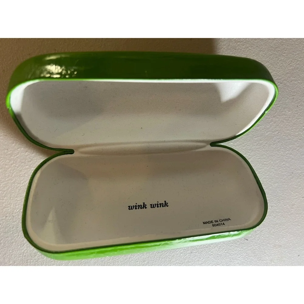 Kate Spade New York Hard Eyeglass Case Green Patent Leather Wink Wink 804014